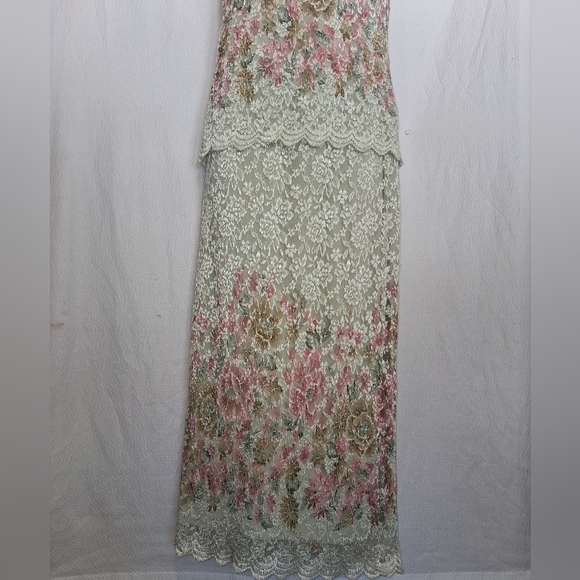 Vintage Easter Full Lace Detailed Elegant Floral Wedding Scalloped  Dress Small - Picture 6 of 12